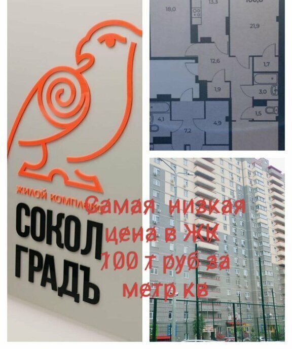 квартира г Ростов-на-Дону р-н Пролетарский пр-кт 40-летия Победы 63/17с 6 ЖК «Сокол Градъ» фото 1