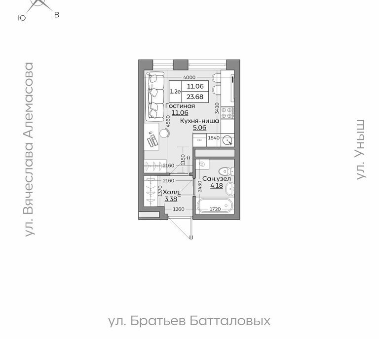 квартира г Казань р-н Приволжский ЖК «Батталовский» Проспект Победы фото 1