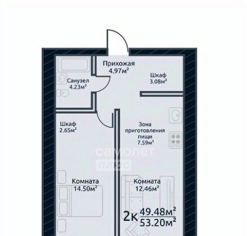 квартира г Томск р-н Кировский ул Аркадия Иванова 21 ЖК «АРКАДИЯ ИВАНОВА» фото 2