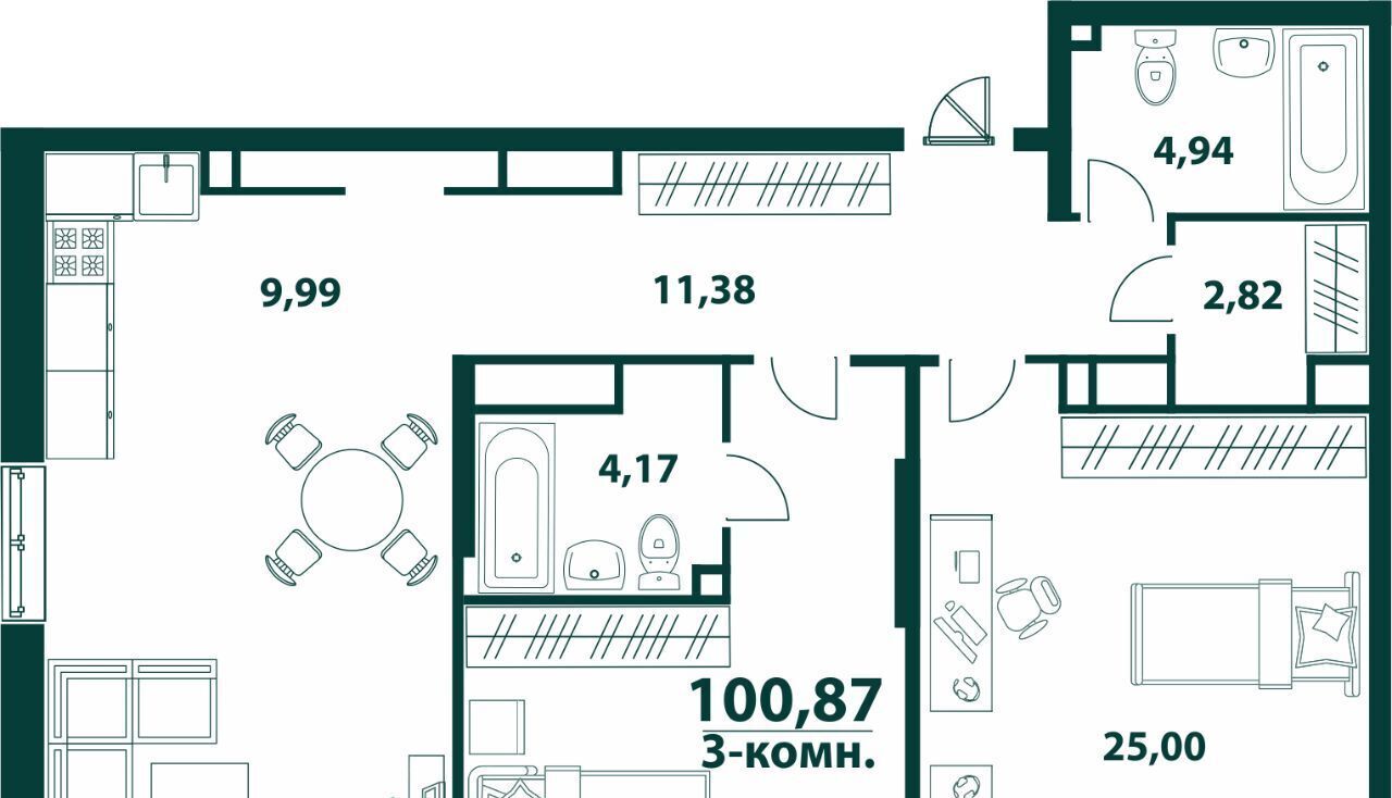 квартира г Ульяновск р-н Засвияжский 19-й микрорайон ЖК «‎Аквамарин 2» 3 фото 1