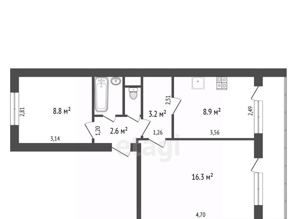 квартира р-н Боровский г Балабаново ул Московская 10 фото 2