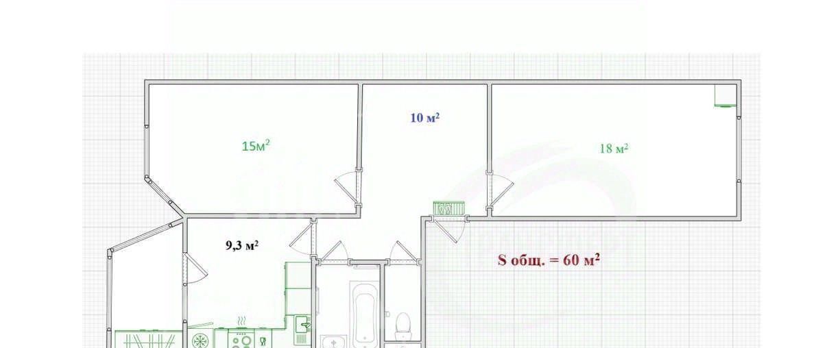 квартира г Воронеж р-н Центральный ул Ломоносова 114/22к 2 фото 2