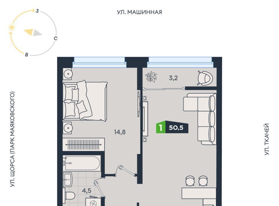 квартира г Екатеринбург Чкаловская ул Машинная 1в/2 фото 1