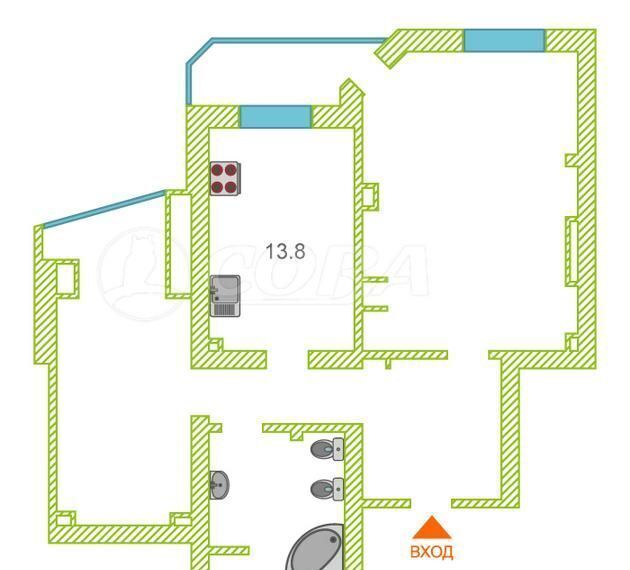 квартира г Тюмень р-н Центральный ул Комсомольская 60 фото 2