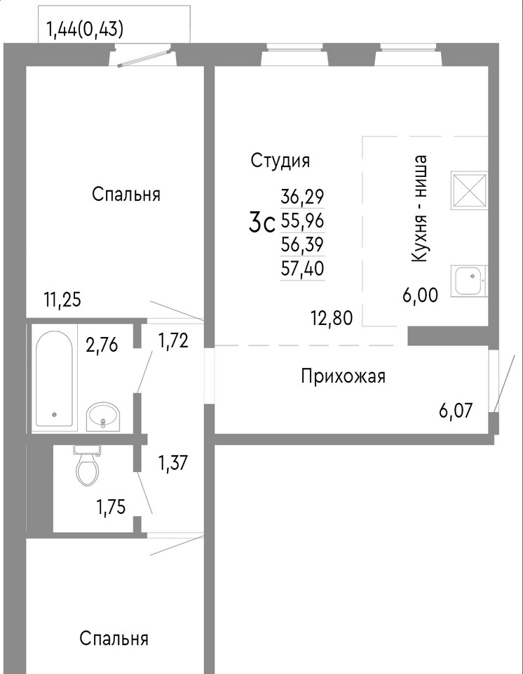 квартира г Челябинск р-н Советский Нефтебазовая, 1/1-1/2 фото 1