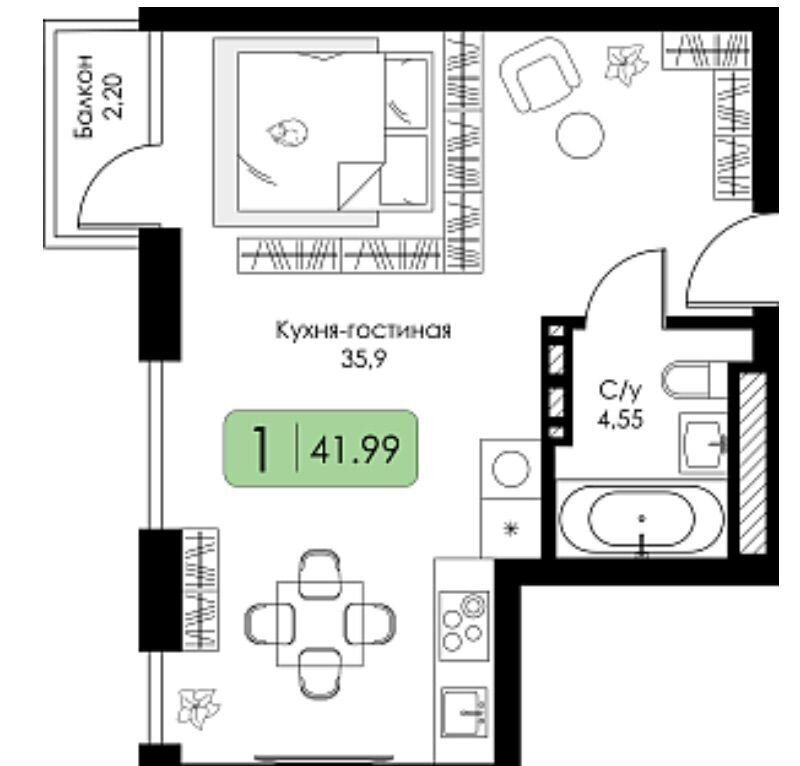 квартира г Смоленск р-н Ленинский ш Краснинское 4 блок-секция 1, 2, 3 фото 2