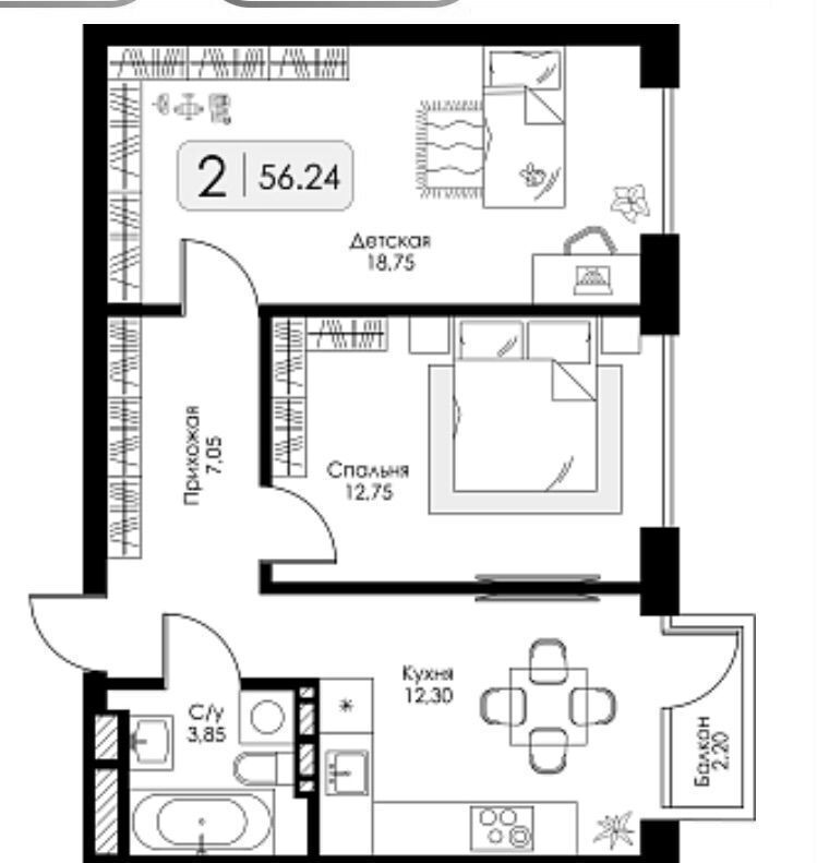 квартира г Смоленск р-н Ленинский ш Краснинское 4 блок-секция 1, 2, 3 фото 6