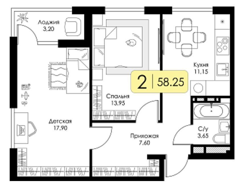 квартира г Смоленск р-н Ленинский ш Краснинское 4 блок-секция 1, 2, 3 фото 8