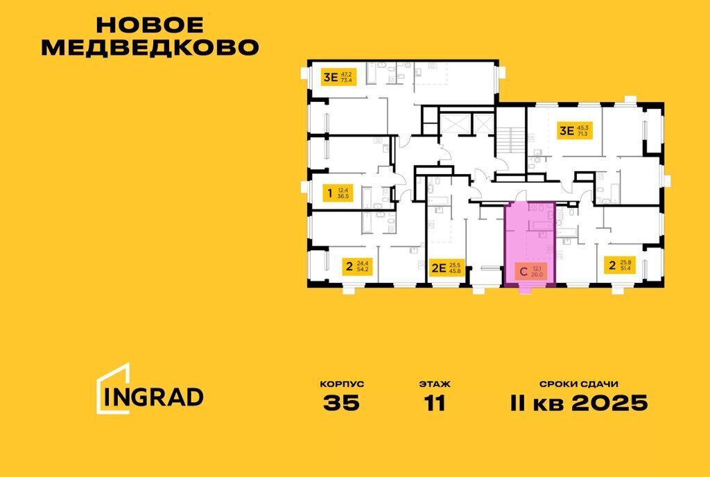 квартира г Мытищи ЖК «Новое Медведково» к 35, микрорайон 17А, Медведково фото 2