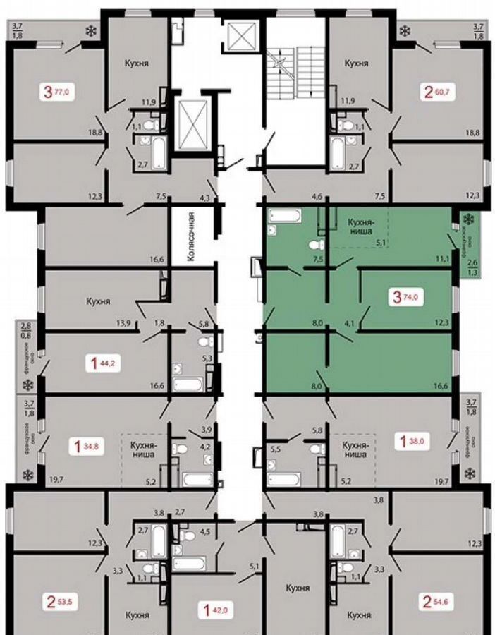 квартира г Красноярск р-н Октябрьский ул Калинина 2 фото 2