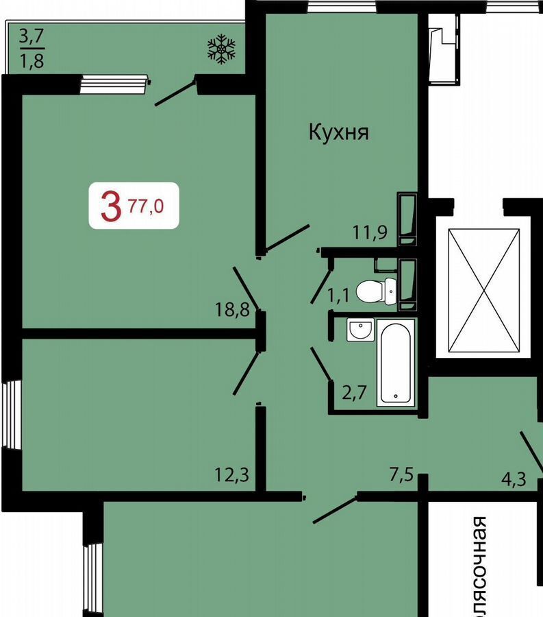 квартира г Красноярск р-н Октябрьский ул Калинина 2 фото 1