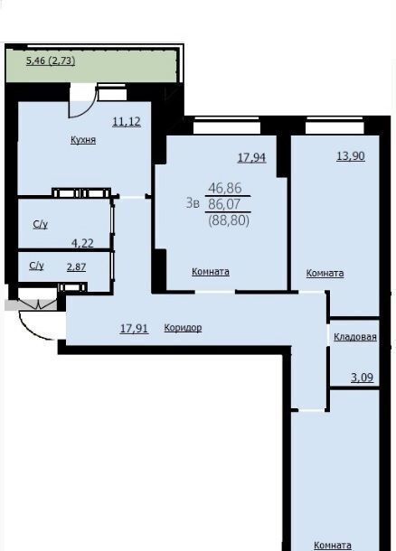 квартира г Ярославль р-н Заволжский ул Красноборская 38 корп. 3 фото 2