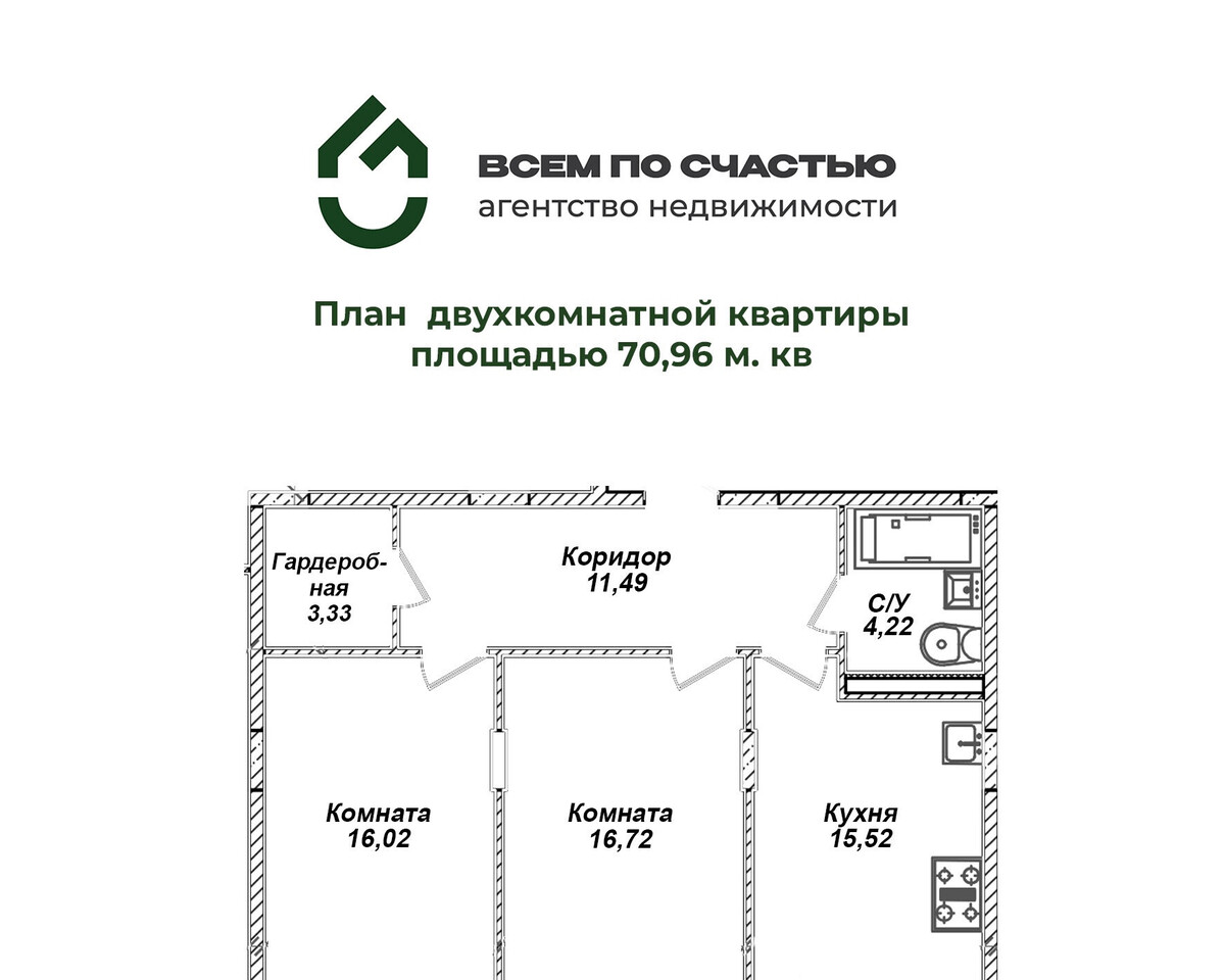 квартира г Курск р-н Железнодорожный ул Усадебная 2а/3 ЖК "ПОЛЕТ" фото 9