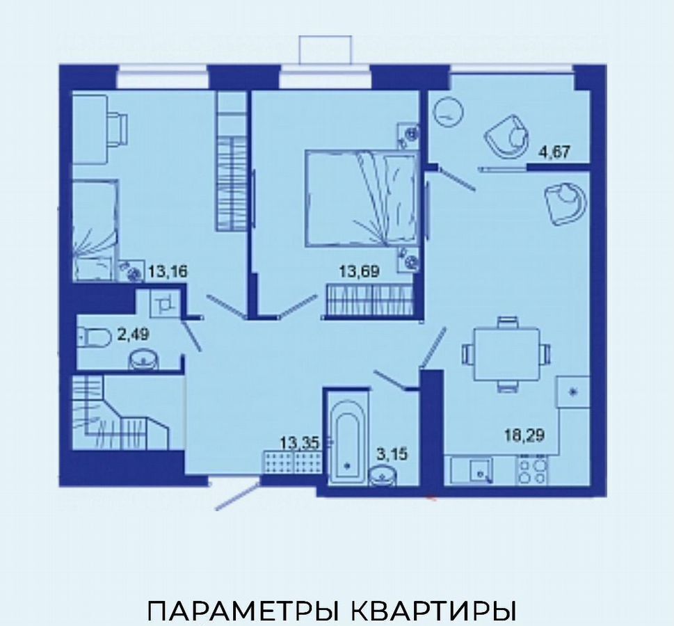 квартира г Брянск р-н Советский ул им. И.Н. Лысенко 2 ЖК «Новый город» фото 2