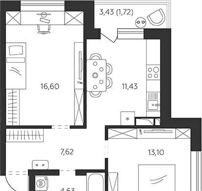 квартира г Краснодар р-н Прикубанский ул им. генерала Корнилова 24 лит. А фото 7