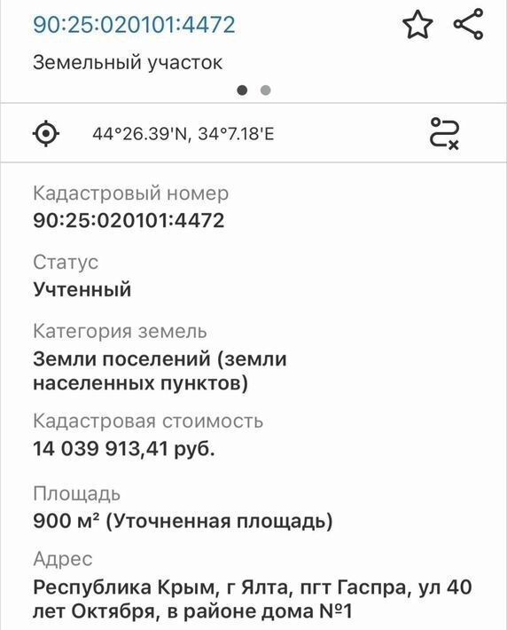 земля г Ялта пгт Гаспра ш Старое Севастопольское фото 2