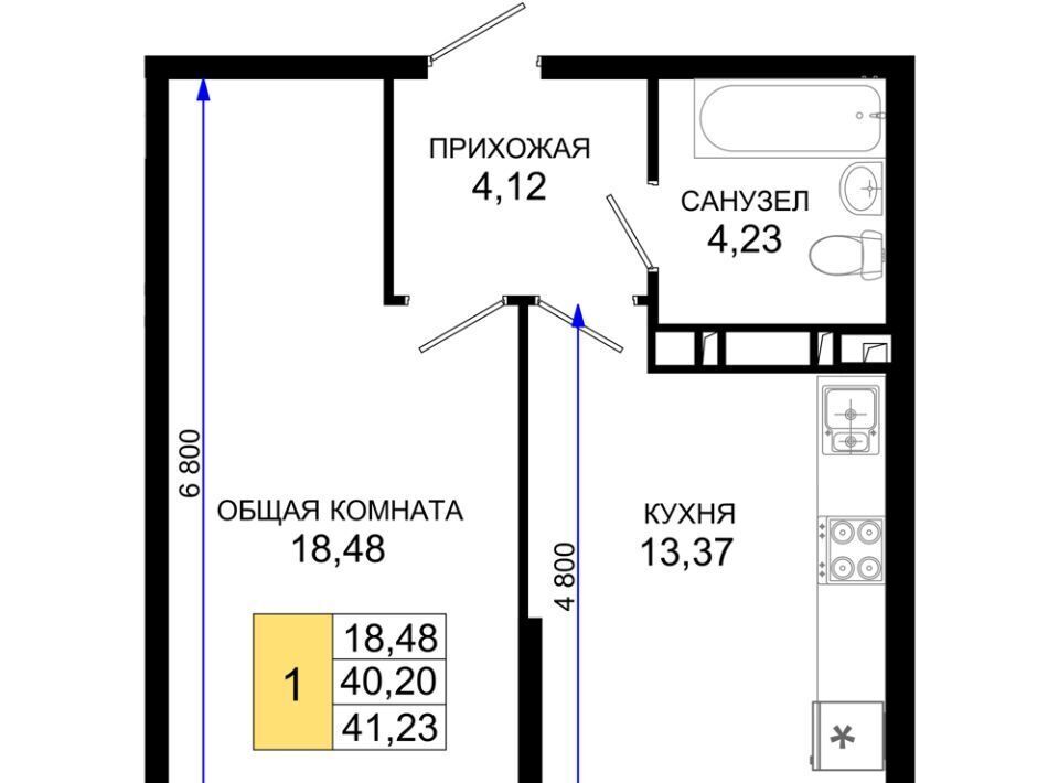 квартира г Краснодар р-н Прикубанский мкр им Петра Метальникова ЖК «Лучший» фото 1
