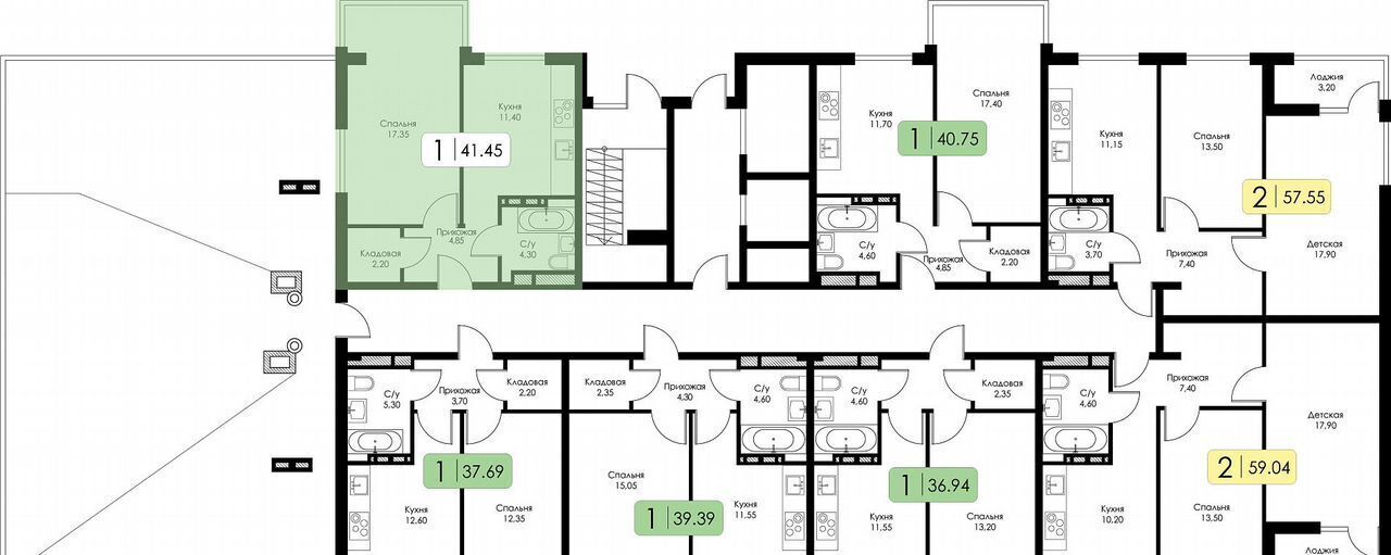 квартира г Смоленск р-н Ленинский ш Краснинское 4 блок-секция 1, 2, 3 фото 12