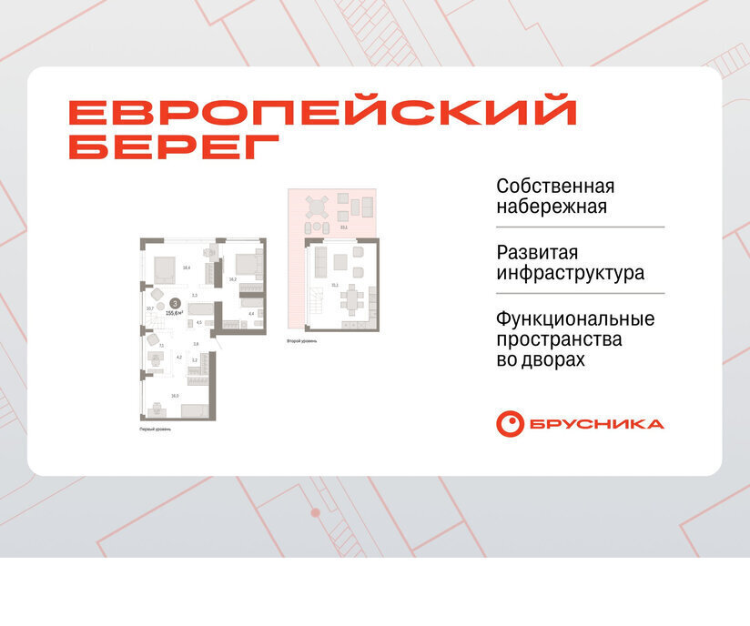 квартира г Новосибирск р-н Октябрьский Речной вокзал микрорайон «Евроберег» микрорайон Европейский Берег фото 1