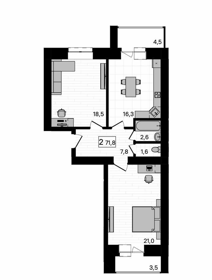 квартира г Благовещенск Европейский стр. 3, с. Чигири фото 1