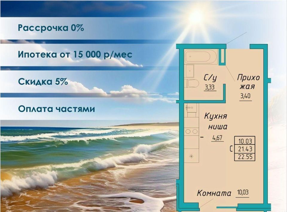 квартира г Судак Бирюзовый квартал жилой комплекс фото 1