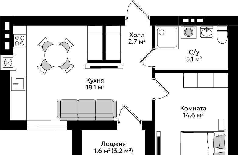 квартира р-н Гурьевский г Гурьевск ЖК «Новая резиденция» фото 1