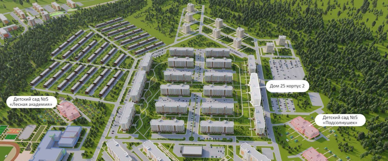 квартира г Кемерово р-н Рудничный Лесная Поляна б-р Солнечный 25к/2 жилрайон фото 2