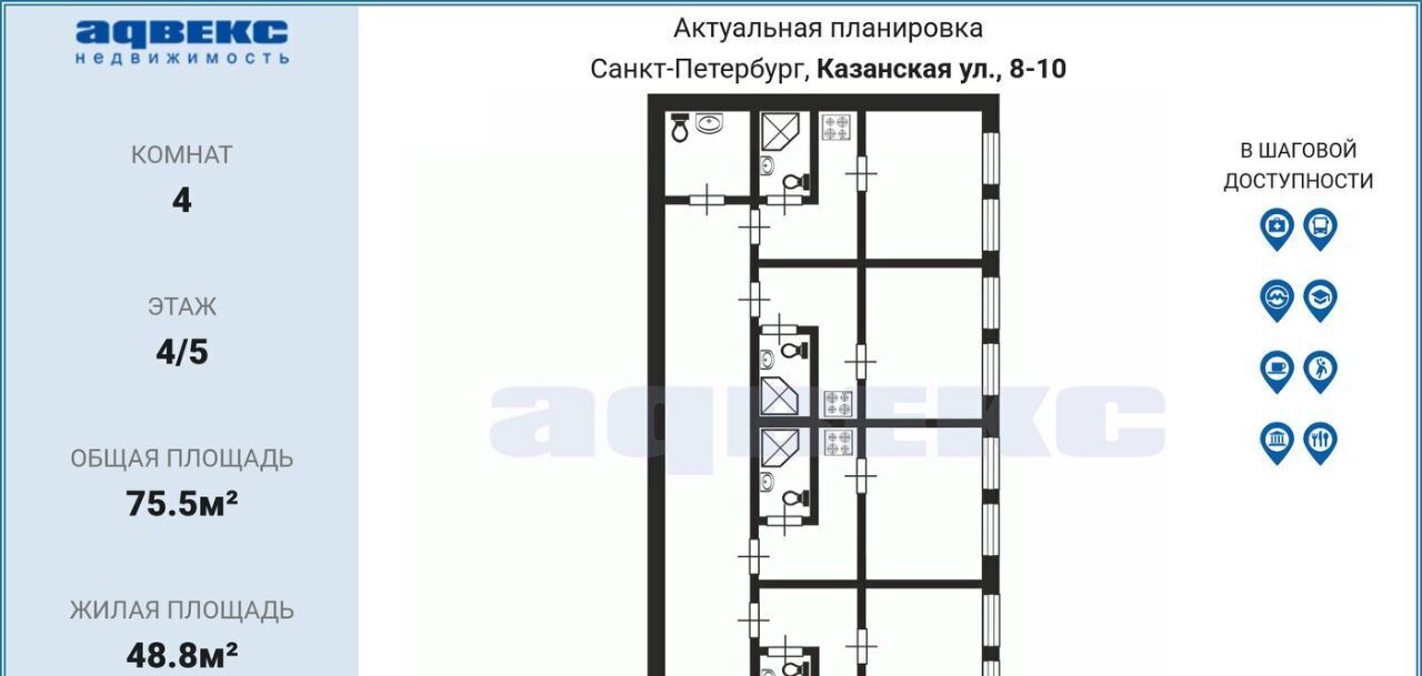 квартира г Санкт-Петербург метро Гостиный Двор ул Казанская 8/10 фото 2