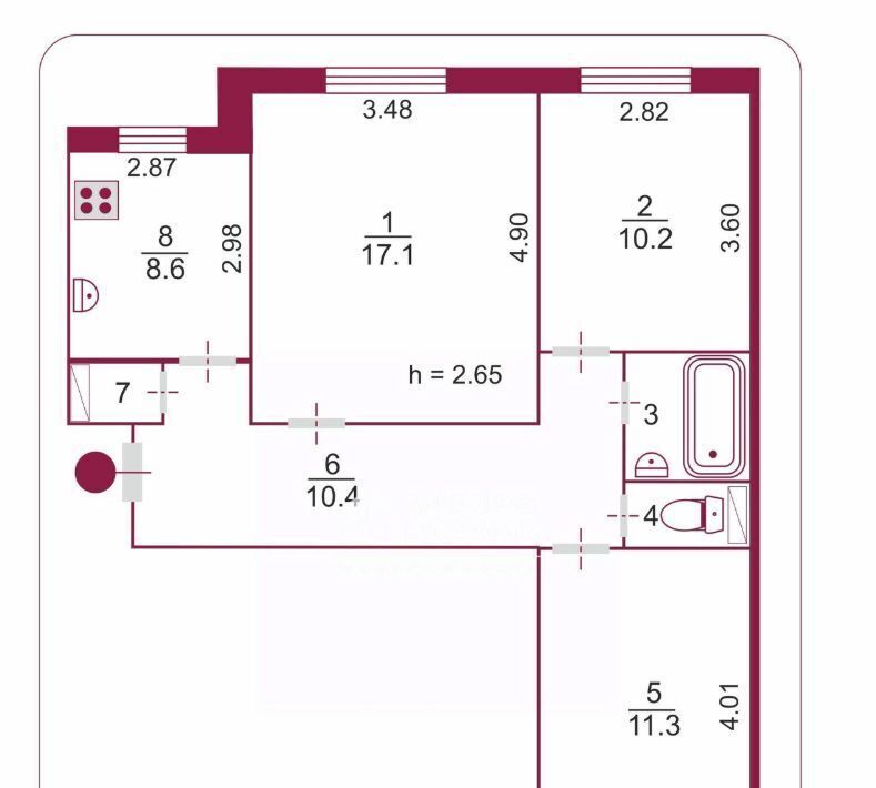 квартира г Омск р-н Кировский ул Конева 38 фото 2