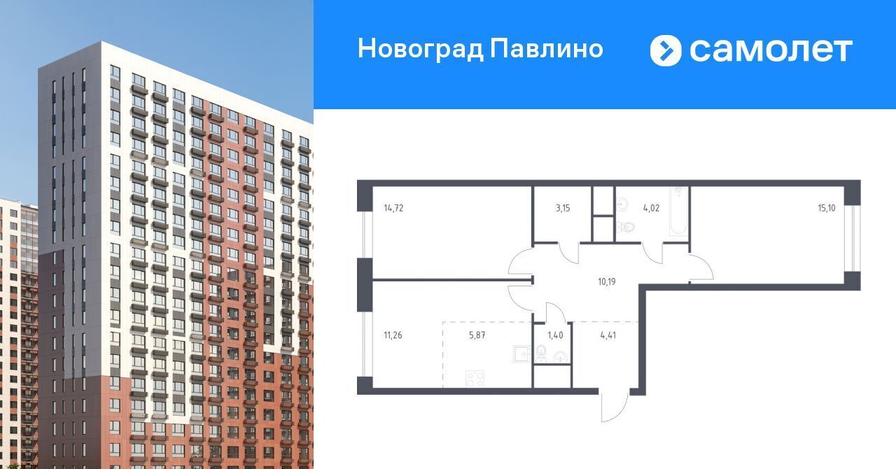 квартира г Балашиха мкр Новое Павлино ЖК Новоград Павлино к 8, г Щербинка, квартал, Некрасовка фото 1