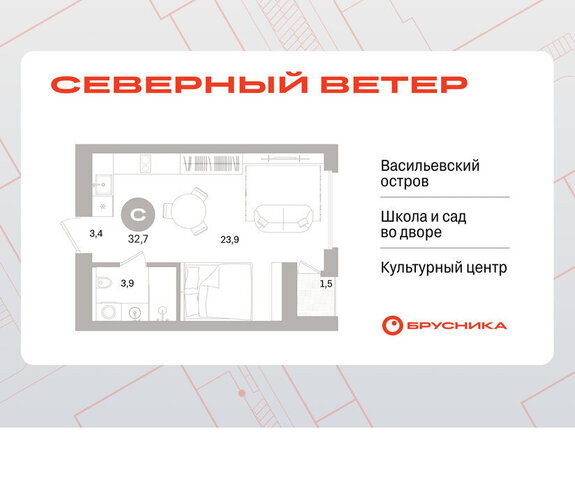 квартира метро Приморская р-н Василеостровский ЖК Северный Ветер фото