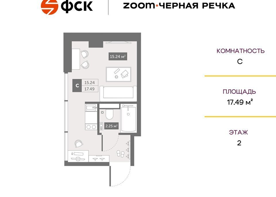 квартира г Санкт-Петербург Черная Речка пр-кт Коломяжский 4 фото 1