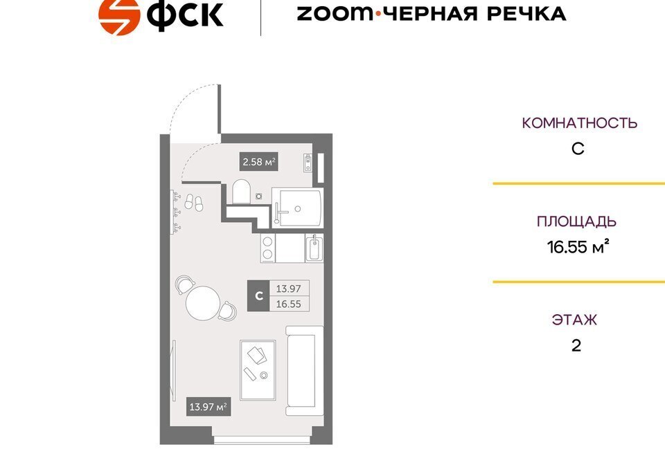 квартира г Санкт-Петербург Черная Речка пр-кт Коломяжский 4 фото 1