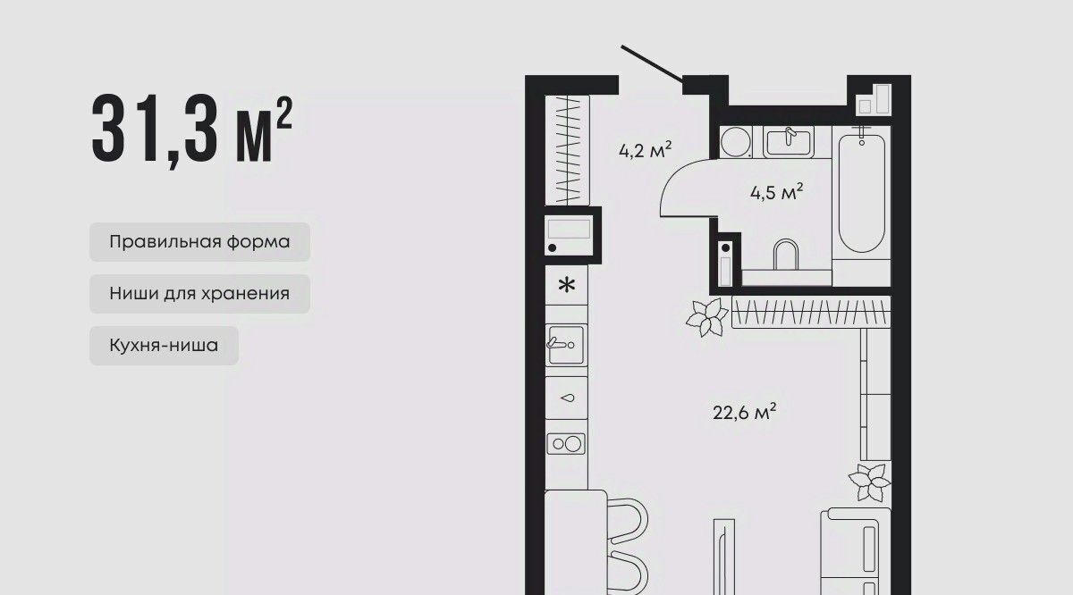квартира г Тюмень р-н Центральный ЖК «Челюскинцев, 5» фото 3