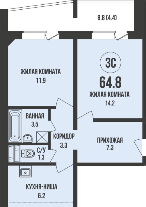 квартира г Новосибирск Заельцовская Династия жилой комплекс фото 1