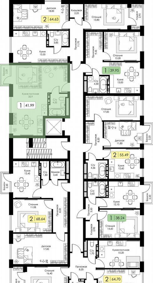 квартира г Смоленск р-н Ленинский ш Краснинское 4 блок-секция 1, 2, 3 фото 9