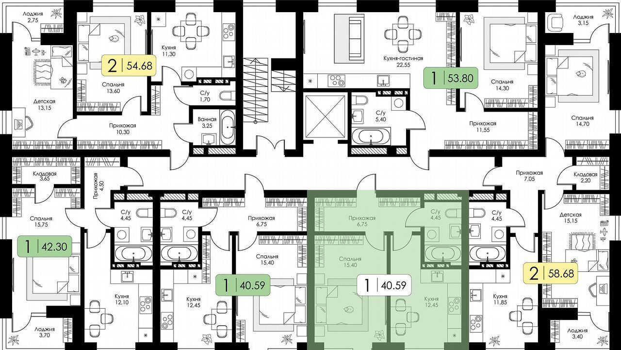 квартира г Смоленск р-н Ленинский ш Краснинское 4 блок-секция 1, 2, 3 фото 21