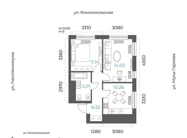 квартира р-н Октябрьский микрорайон Глумилино-2 8-е Небо жилой комплекс фото
