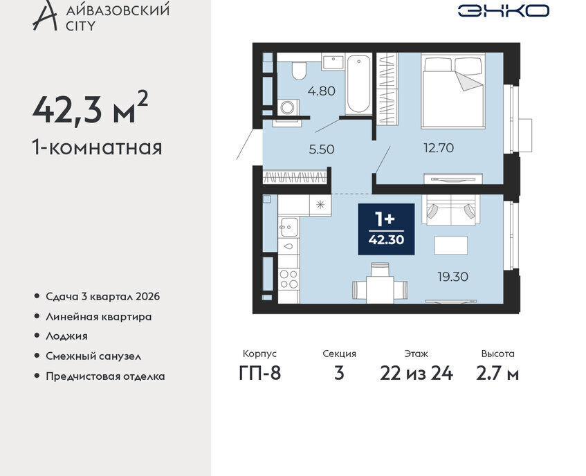 квартира г Тюмень ЖК Айвазовский фото 1