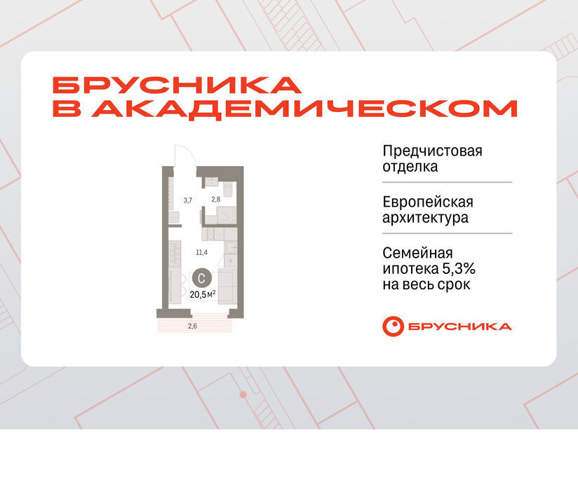 квартира г Екатеринбург Чкаловская Академический ЖК Брусника в Академическом 19-й квартал фото 1