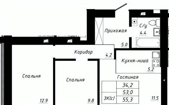 квартира г Барнаул р-н Индустриальный тракт Павловский 196ак/2 ЖК «Прайм» фото 1