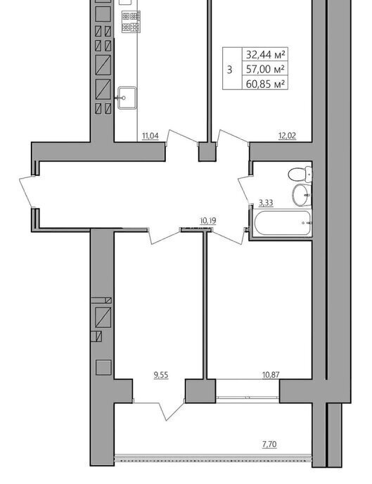 квартира г Кострома ул Индустриальная 53/5 фото 2