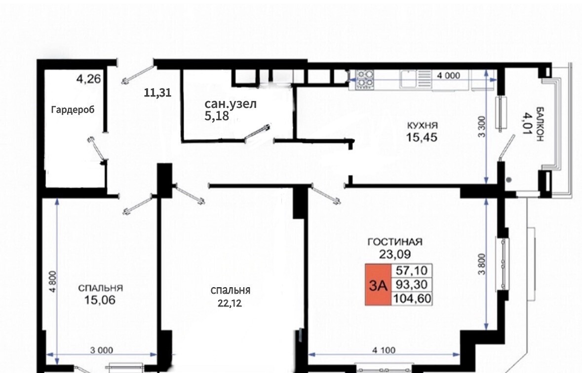 квартира г Новороссийск р-н Южный пр-кт Дзержинского 244/10 17-й м-н фото 42
