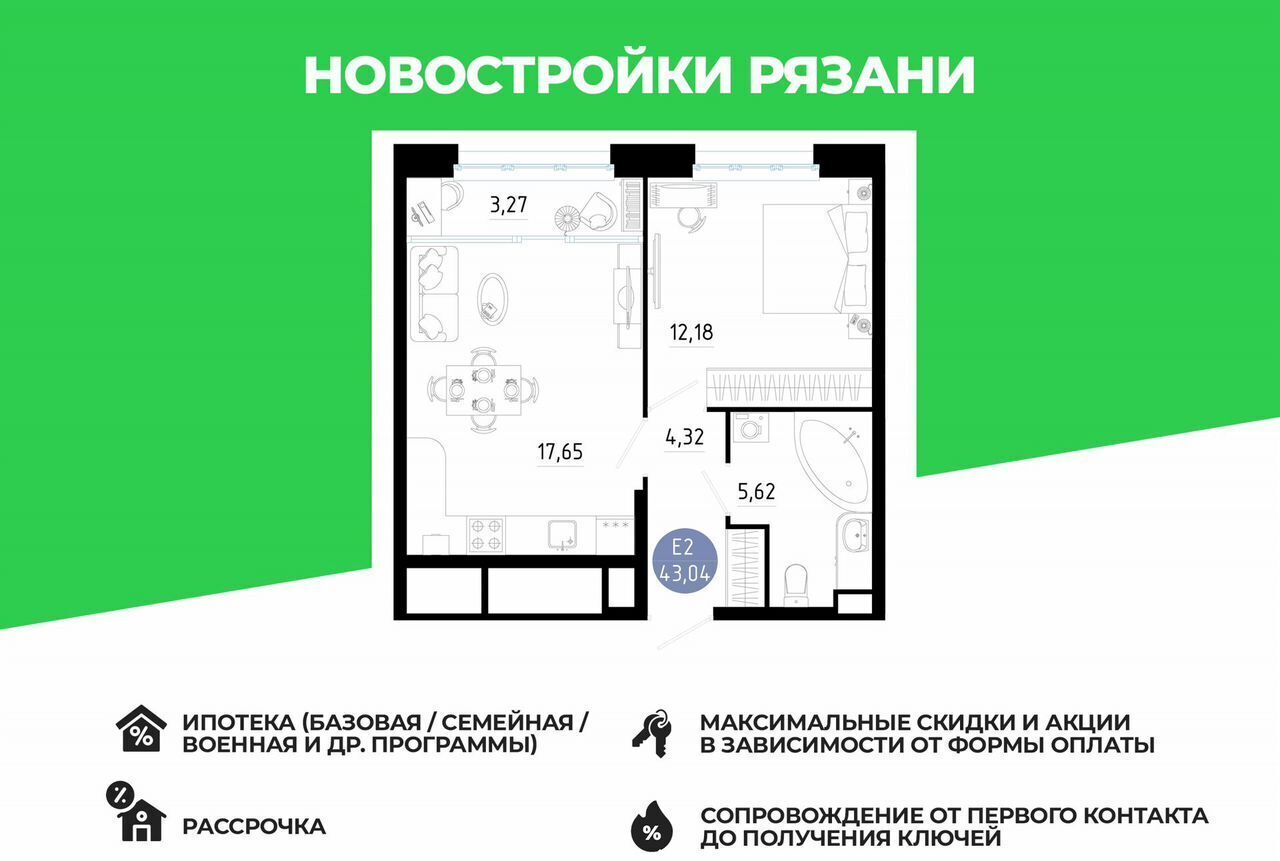 квартира г Рязань р-н Железнодорожный ул Ленинского Комсомола 1 ЖК «Роща» фото 1