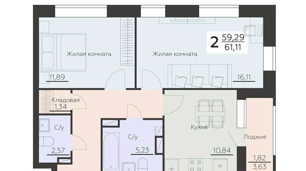 квартира г Воронеж р-н Левобережный ул Ленинградская 29б фото 1
