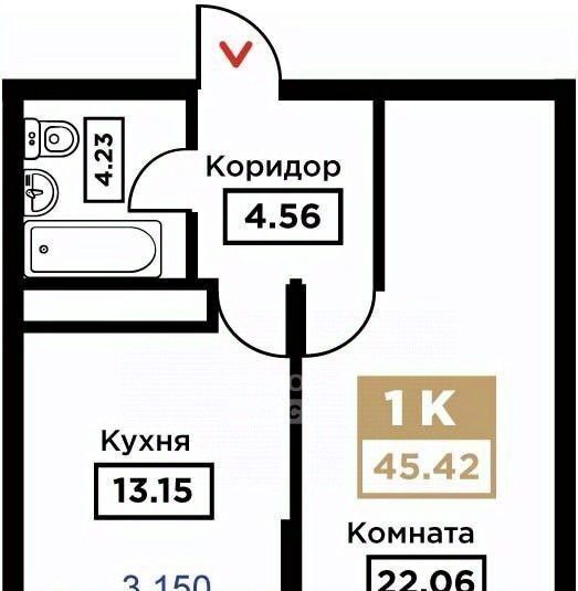 квартира г Краснодар р-н Прикубанский Школьный микрорайон ул Школьная 1 ЖК «Сердце» фото 2