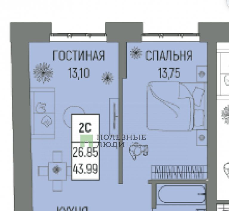 квартира г Уфа р-н Октябрьский ул Рудольфа Нуреева 7 фото 2