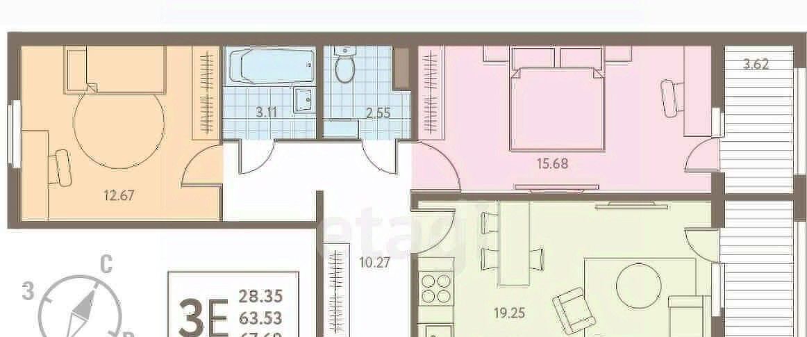 квартира г Липецк р-н Октябрьский ул Свиридова И.В. 26 фото 11