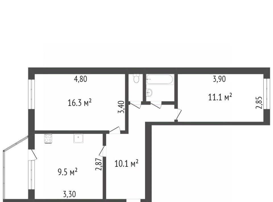 квартира г Новый Уренгой микрорайон Юбилейный 2/3 фото 2