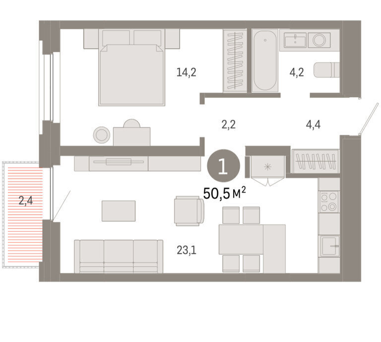 квартира г Тюмень ул Мысовская 26к/2 фото 2